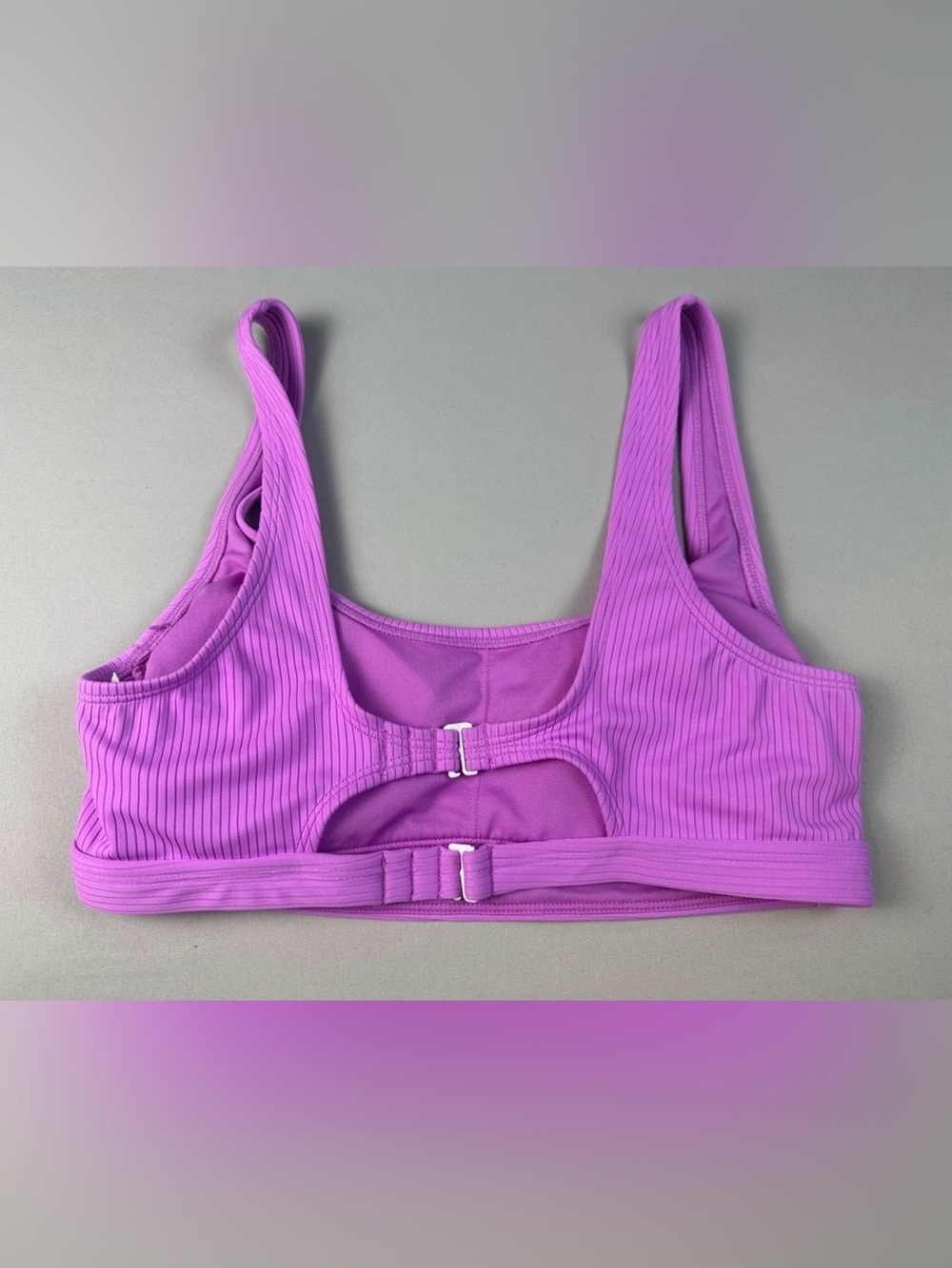 Ribbed Scoop Swim Padded Bikini Top Lavender Medium Clasp - Picture 4 of 6